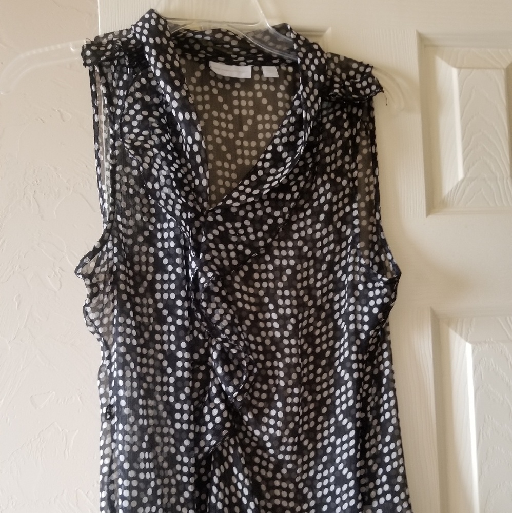 New York & Company Black with White Circles Blouse